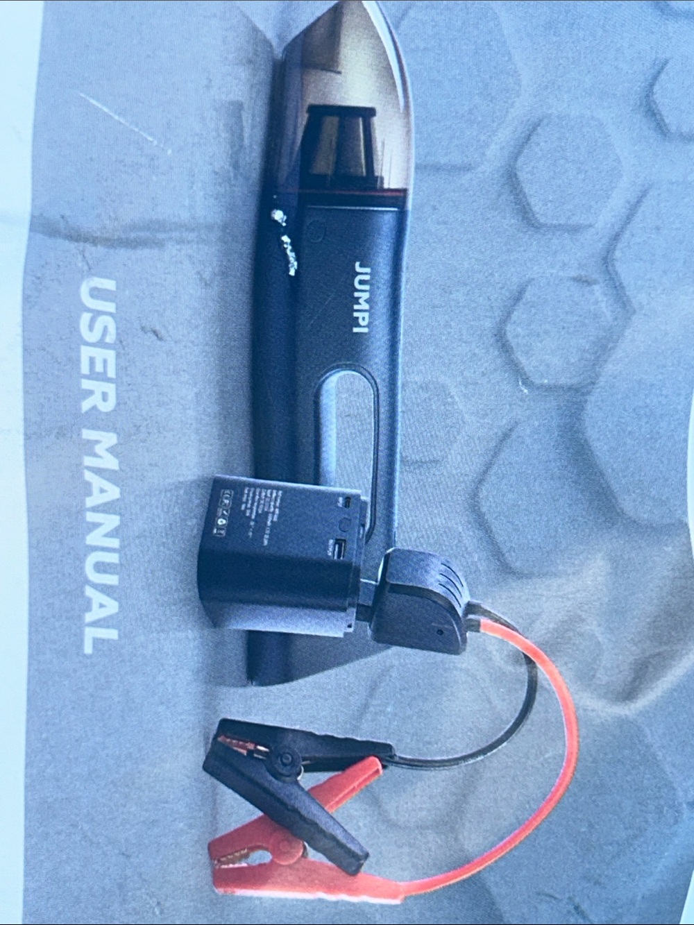 Jumpi Portable Jump Starter with Clamps and Vacuum